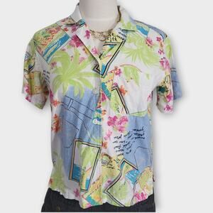 Vintage 90s Shirt Erika Womens S / M Short sleeve Button up Casual Coastal